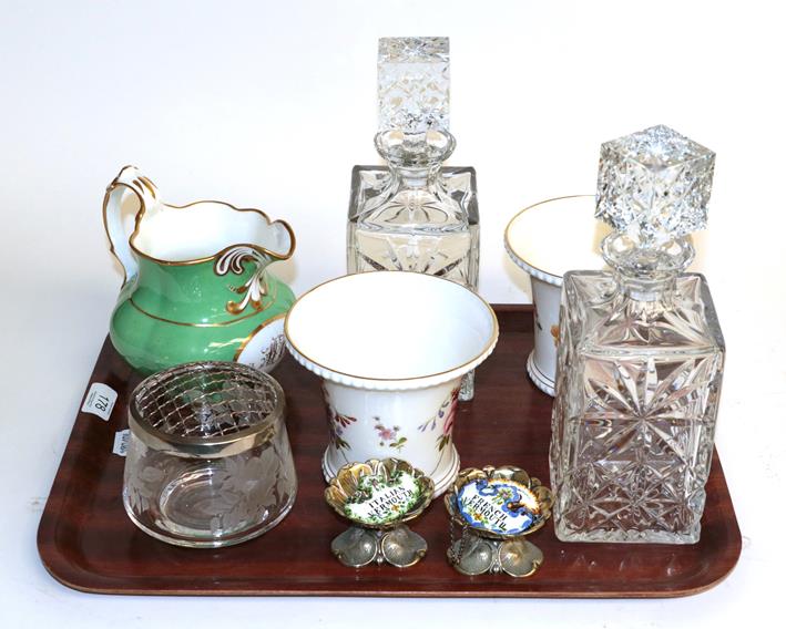 Lot 178 - A pair of Royal Crown Derby Cache bow and a pair of decanters etc