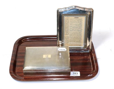 Lot 183 - Silver cigarette box and a silver mounted photograph frame