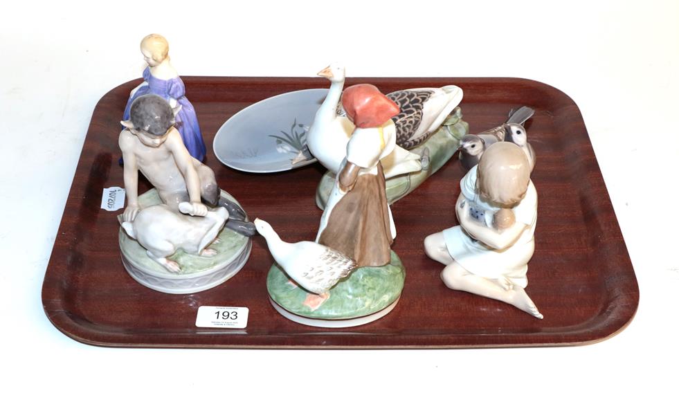 Lot 193 - Selection of 20th century ceramics, including six Copenhagen pieces, and a Royal Doulton ''Marie''