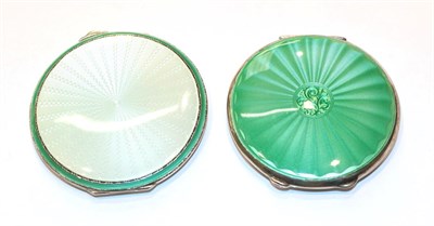 Lot 249 - Two George VI silver and enamel compacts, one by Adie Brothers Ltd., Birmingham, 1937, the other by