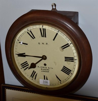 Lot 338 - An oak case wall timepiece, painted white dial bearing a later inscription G.W.R