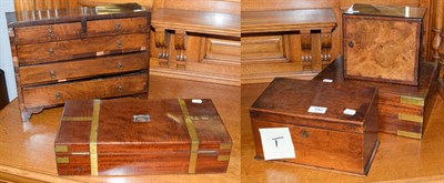 Lot 342 - A miniature four height chest of drawers and four other assorted boxes (5)