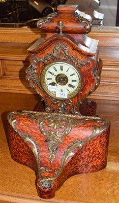 Lot 343 - A faux tortoiseshell gilt metal mounted striking bracket clock with wall bracket, late 19th...