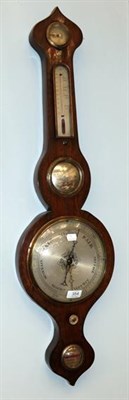 Lot 354 - A 19th century rosewood wheel barometer, spirit level dial, signed C Piffareti, 21 Argyle St,...