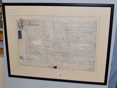 Lot 365 - William, Duke of Devonshire - indenture relating to land in Wetherby, 1749, manuscript on...
