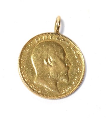 Lot 373 - A 1910 sovereign, with a later added loop suspension