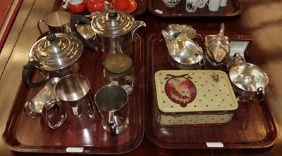 Lot 375A - A George III silver cream jug, silver cigarette case, coins, silver plate etc