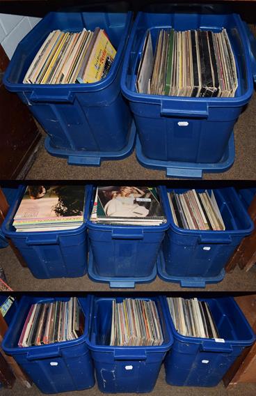 Lot 395 - A large collection of assorted vinyl LPs together with a few 78's and singles (eight boxes)