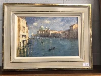 Lot 1016 - Follower of Ken Howard (Contemporary) Gondolas on the Grand Canal, Venice Indistinctly signed,...