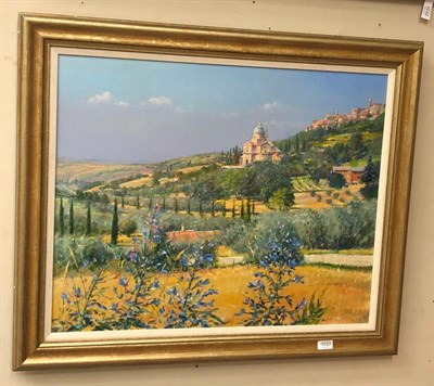Lot 1033 - Ted Dyer (b.1940)  ''San Biaggio, Montepulciano, Tuscany'' Signed, inscribed verso, oil on...