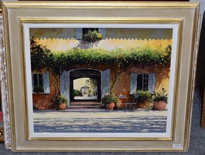 Lot 1045 - Jeremy Barlow, ROI (b.1945) ''Inner Garden with Fountain'' signed, oil on board, 51cm by 62cm...