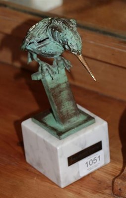 Lot 1051 - Walenty Pytel (b.1941) Polish ''Kingfisher'' Bronze on a marble base, 20cm high  Sold together with