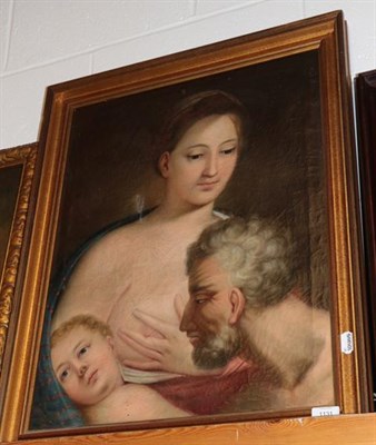 Lot 1131 - Follower of Francesco Solimena  Holy Family  Oil on canvas, 62cm by 48.5cm