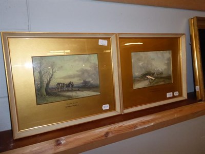 Lot 1138 - William Manners RBA  ''The Timber Wagon'' and ''Autumn Sunset'' Signed, watercolours (2)