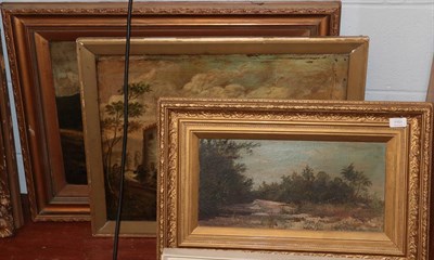 Lot 1151 - James Russell (19th century) River landscape  Signed, oil on board; together with a further oil...