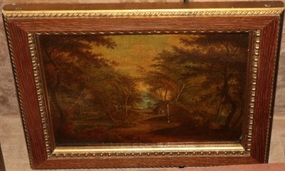 Lot 1173 - Circle of James Stark (1794-1859) Terrier men in wooded landscape Oil on panel, 19cm by 24cm