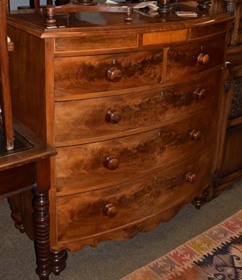 Lot 1254 - A 19th century mahogany and satinwood inlaid bowfront chest of drawers, two short over three...