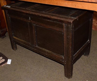 Lot 1264 - An 18th century panelled oak coffer, 98cm wide