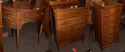 Lot 1272 - A George III mahogany demi-lune sideboard of small proportions, single drawer flanked by...