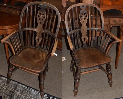 Lot 1280 - Two 19th century elm Windsor chairs