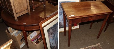 Lot 1284 - A mahogany dining table, oval top with tapered fluted legs, 151cm wide, together with a 19th...