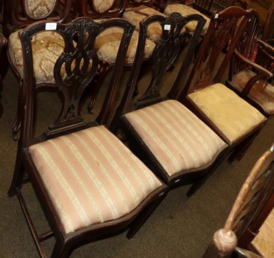 Lot 1311 - A pair of 19th century mahogany Chippendale style dining chairs, together with another (3)