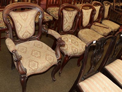 Lot 1312 - A set of five Victorian carved mahogany dining chairs, including one carver (5)