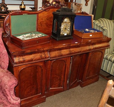 Lot 1324 - Victorian mahogany sideboard, galleried serpentine back, three cushion drawers above four...