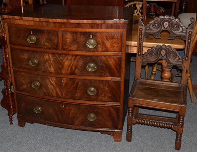 Lot 1328 - An early 19th century mahogany chest of drawers, two short over three long drawers on bracket feet