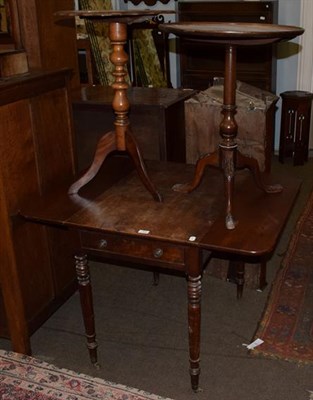 Lot 1340 - A 19th century mahogany Pembroke table and two 19th century tripod tables (3)