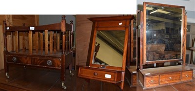 Lot 1341 - A reproduction mahogany Canterbury, a 19th century mahogany toilet mirror and another (3)