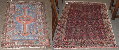 Lot 1344 - Bidjar rug, the rose pink Heran field enclosed by samovar motif with another rug (2)