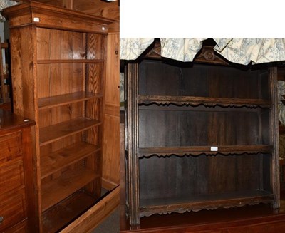 Lot 1345 - An oak free standing bookcase, five adjustable shelves, 183cm high, together with another...