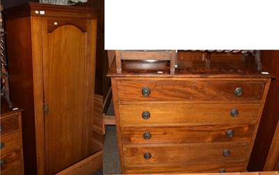 Lot 1347 - An Edwardian mahogany single door wardrobe, together with an Edwardian mahogany chest of...