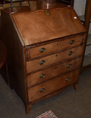 Lot 1356 - A 19th century crossbanded mahogany bureau (a.f.)