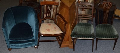 Lot 1381 - A 19th century torchere with three assorted chairs (4)