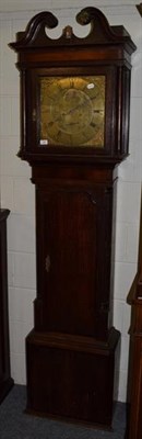 Lot 1385 - ~ An oak eight day longcase clock, signed R.Lawson, Wigan, late 18th century, possibly later...