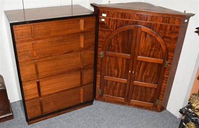 Lot 1388 - A George III mahogany wall hanging corner cupboard, twin arched doors, 112cm high; together...