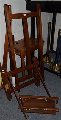 Lot 1392 - A 1990's artist's easel, two set squares and a Victorian pine side table