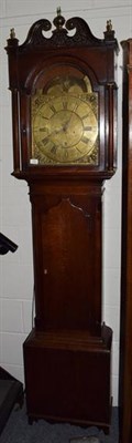 Lot 1394 - ~ An oak eight day longcase clock, signed George Miller Gateshead, 18th century, dial with an...