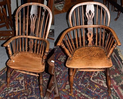 Lot 1396 - A 19th century Yew and elm Windsor chair and a similar smaller Windsor chair (2)