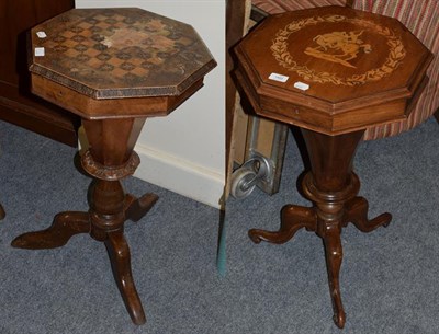 Lot 1402 - Two Victorian pedestal work tables