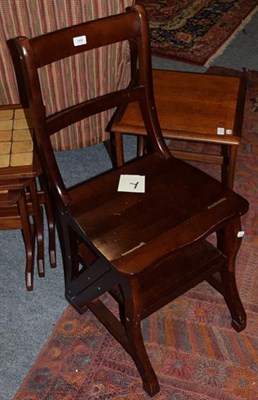 Lot 1406 - A set of metamorphic mahogany library steps/chair