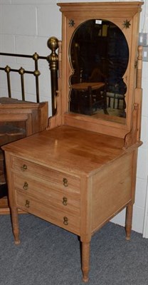 Lot 1410 - A late 19th century pine mirror backed dressing/wash table