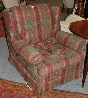 Lot 1415 - A tartan upholstered armchair