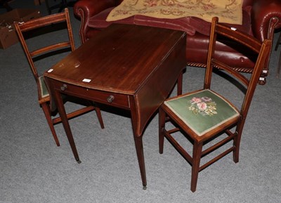 Lot 1424 - A early 19th century mahogany cross banded Pembroke table, single drawer with square tapered...