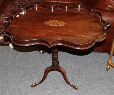 Lot 1426 - Georgian mahogany shaped tray on tripod base, 89cm wide