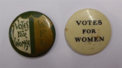 Lot 19 - Votes for Women - two Early 20th Century Celluloid Button Badges