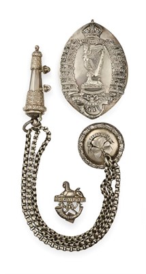 Lot 34 - A George V Silver Crossbelt Plate, Pouch Badge, Chains and Whistle to the Royal Irish Rifles,...