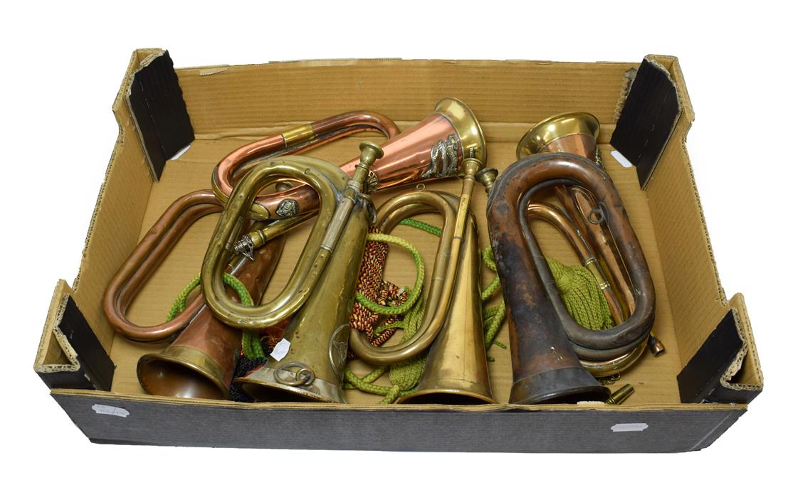 Lot 39 - An Imperial German Military Brass Bugle, set with a brass Imperial Eagle badge, stamped ''C. W....